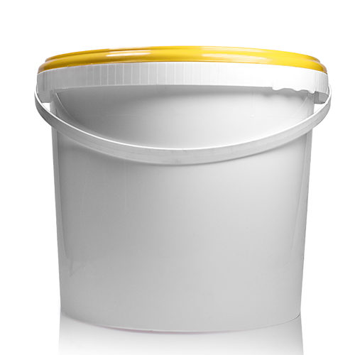 5 Litre White Plastic Bucket With Handle and Yellow Lid